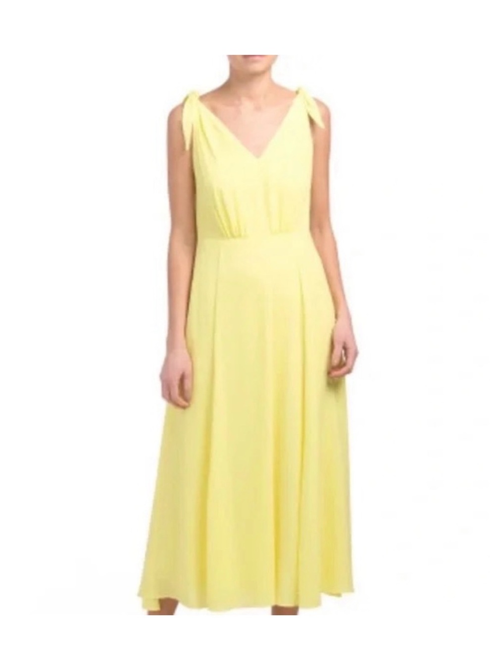 Betsey Johnson Lemon Tie-Shoulder V-Neck Maxi Dress